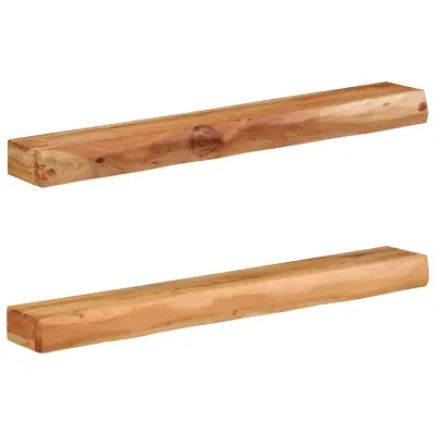 vidaXL Stenske police 2 kosa 100x17x8 cm masivni les akacija