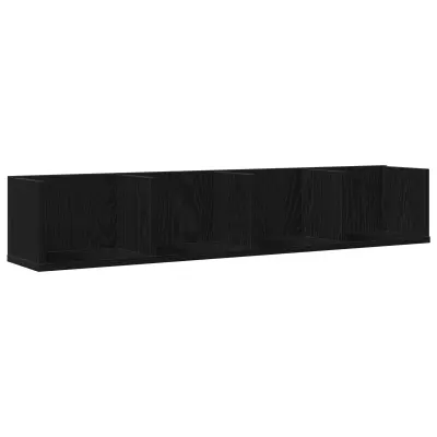 vidaXL Stenska polica za CD črna hrast 100x18x18 cm inženirski les