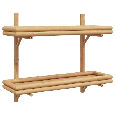 vidaXL Stenska polica 2-nivojska 75x26x60 cm Bambus