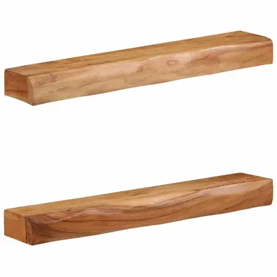 vidaXL Stenske police 2 kosa 80x17x8 cm masivni les akacija