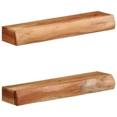 vidaXL Stenske police 2 kosa 60x17x8 cm masivni les akacija