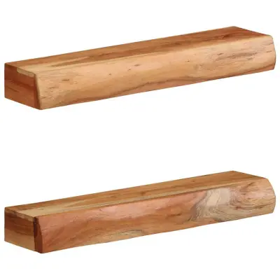 vidaXL Stenske police 2 kosa 60x17x8 cm masivni les akacija