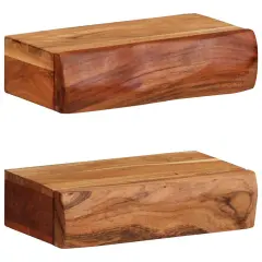 vidaXL Stenske police 2 kosa 30x17x8 cm masivni les akacija