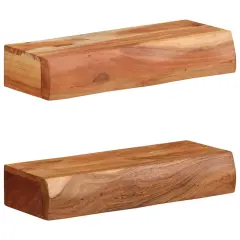vidaXL Stenske police 2 kosa 40x17x8 cm masivni les akacija