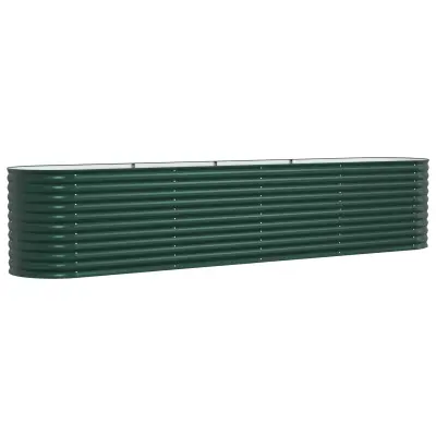 vidaXL Vrtna Povišena Postelja Zelena 400x80x81 cm Galvanizirano Jeklo