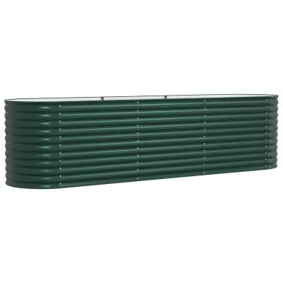 vidaXL Vrtna dvignjena postelja Zelena 320x80x81 cm Galvanizirano jeklo
