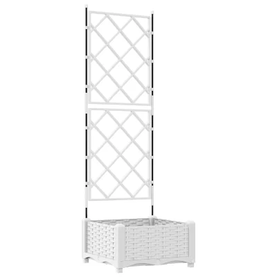 vidaXL Vrtno korito z lestvico bela 40x40x125,5 cm