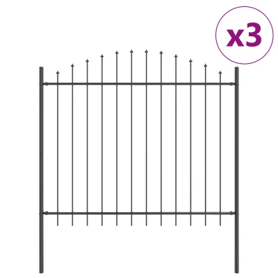 vidaXL Ograja za vrt s hoop vrhom, siva, 5,1 x 1,5 m, jeklo