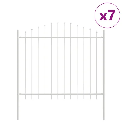 vidaXL Vrtna ograja z obročasto konico, bela, 11,9x1,25 m, jeklo