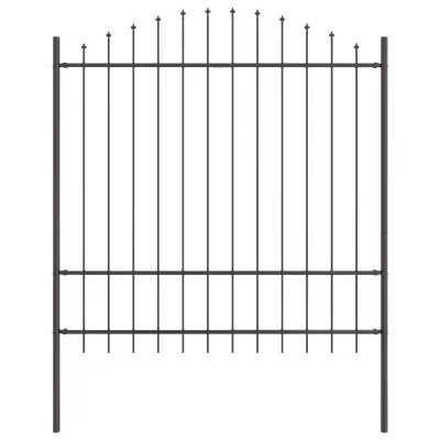 vidaXL Ograja z obročnim vrhom, siva, 1,7x1,75 m, jeklo