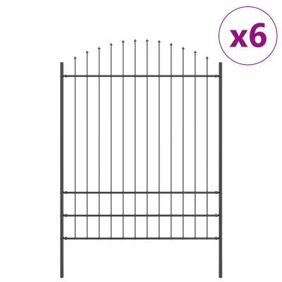 vidaXL Vrtna ograja s hoop vrhom, siva, 10,2x2 m, jeklo