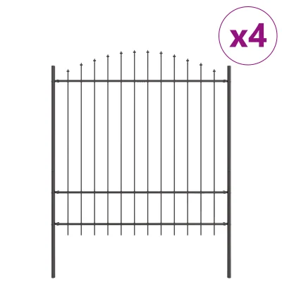 vidaXL Vrtna ograja s hoop vrhom siva 6,8x1,75 m iz jekla