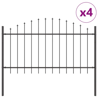 vidaXL Vrtna ograja s krogom zgoraj Siva 6,8x1 m Jeklo