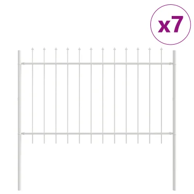 vidaXL Vrtna ograja z bodičastim vrhom, bela, 11,9 x 0,8 m, kovina