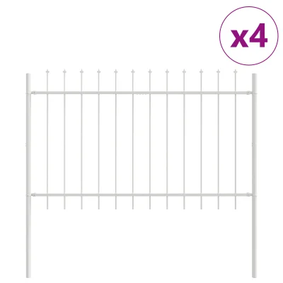 vidaXL Ograja z bodicami Bela 6,8x1 m Jeklo