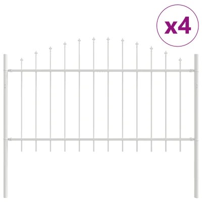 vidaXL Vrtna ograja s hoop vrhom, bela, 6,8x1 m, jeklo