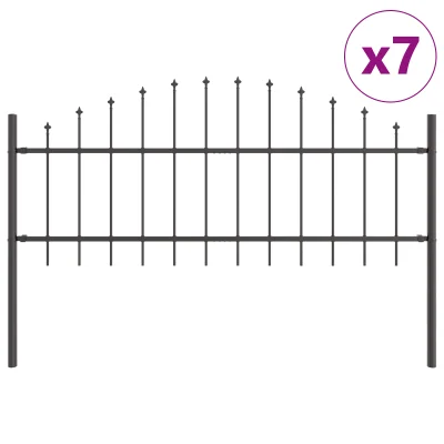 vidaXL Vrtna ograja z obokom, siva, 11,9x0,75 m, jeklo