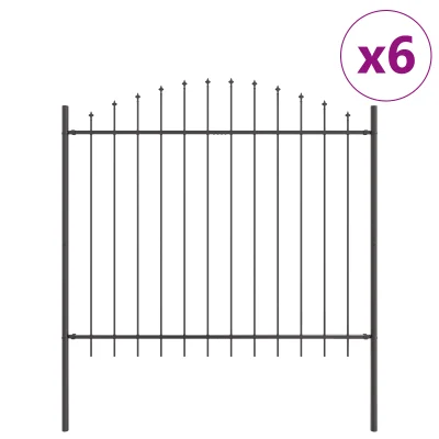 vidaXL Vrtna ograja s hoop vrhom Siva 10,2x1,5 m Jeklo