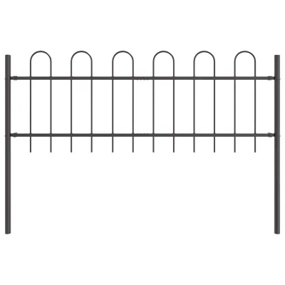 vidaXL Siva Vrtna Ograja s Hoop Vrh, 1.7 x 0.6 m, Izdelana iz Jekla