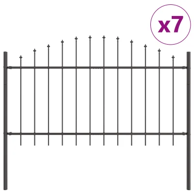 vidaXL Ograjni panel Set 7 Železna siva Prašno premazano jeklo