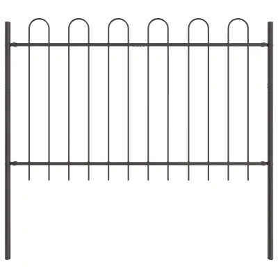 vidaXL Vrtna ograja s ''hoop'' vrhom Siva 1,7x1,2 m Jeklo