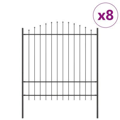vidaXL Ograja z elegantnim vrhom, siva 13,6x1,75 m, jeklo