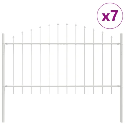 vidaXL Vrtna ograja s konico - Bela, 11.9 x 1 m, Jeklo