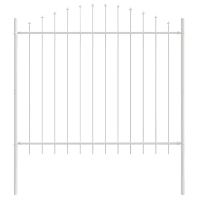 vidaXL Lesena ograja s hoop vrhom, bela, 1,7 x 1,25 m, jeklo