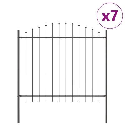 vidaXL Vrtna ograja s hoop vrhom Siva 11,9x1,5 m Jeklo