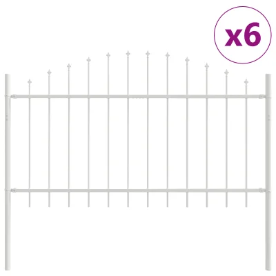vidaXL Vrtna ograja s hoop vrhom Bela 10.2x1 m Jeklo