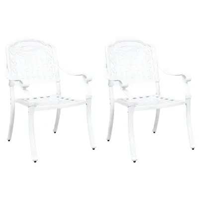 vidaXL Zunanje stole 2 kosa Bela lite aluminij