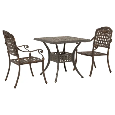 vidaXL 3-delni vrtnarski bistro set bronasta litina