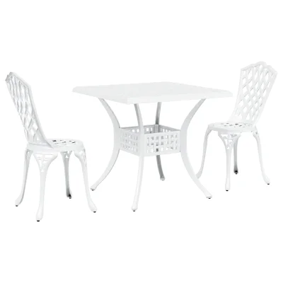 vidaXL 3-delni vrtni bistro set v beli barvi iz aluminija