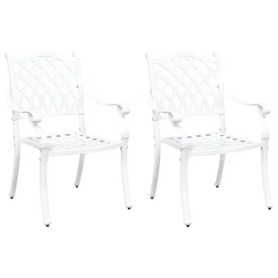 vidaXL Vrtni stoli 2 kosi Bela lita aluminij