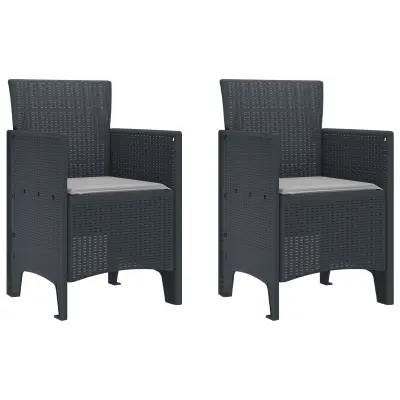 vidaXL Vrtni Stoli z Blazinami 2 kosi Antracit Poly Rattan