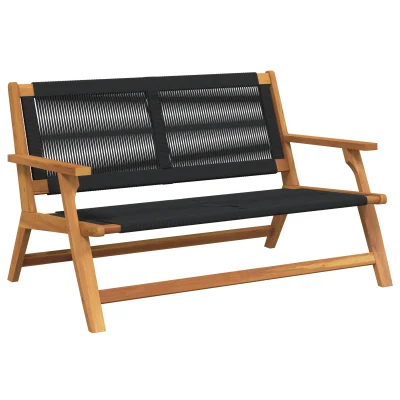 vidaXL Vrtna klop črna 76x122x73 cm trden akacijev les