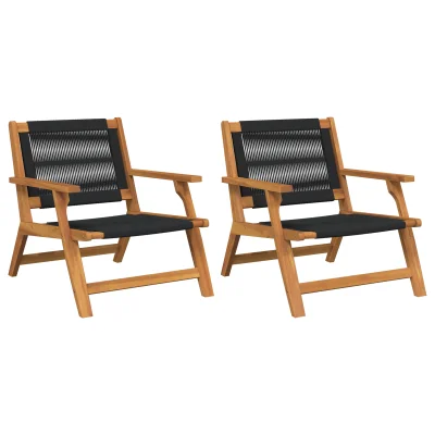 vidaXL Vrtni stoli 2 kosi Črna 67x77x73 cm Trden akacijev les