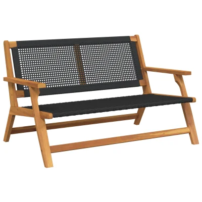 vidaXL Vrtna klop črna 122x76x73,5 cm trden akacijev les