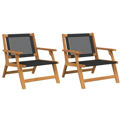 vidaXL vrtni stoli 2 kosa črni 76x67x73.5 cm trdni akacijev les