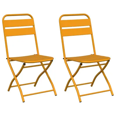 vidaXL Zložljivi vrtni stoli 2 kosa Gorčična 42x52x82 cm Prašno premazana jeklo
