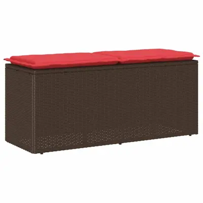 vidaXL Vrtna klop z blazino rjava 110x40x44 cm poli ratan