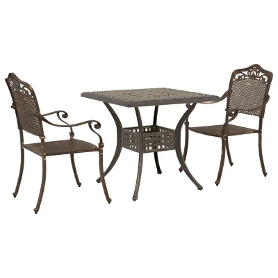 vidaXL 3-delni vrtni bistro set iz bronastega lita aluminija