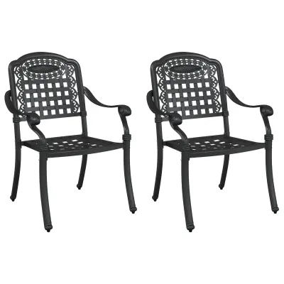 vidaXL Vrtnu stoli 2 kosa Črna Lito aluminij