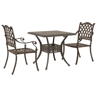 vidaXL 3-delni vrtni bistro set bronasta lita aluminij