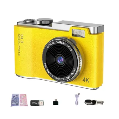 LK003 2,4-palčna 4K HD CCD kamera z dvojno lečo Retro otroška kamera (rumena)