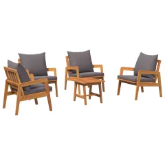 vidaXL 5-delni bistro set s blazinami iz trdega akacijevega lesa