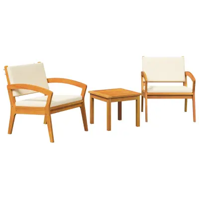 vidaXL 3-delni bistro set z blazinami - Narejeno iz trdnega akacijevega lesa