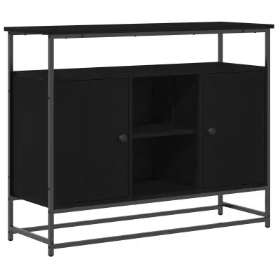 vidaXL Stranski omarica Črna Oreh 100x35x80 cm Inženirski les in Jeklo