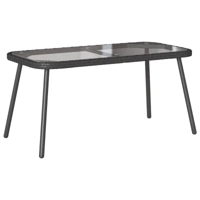 vidaXL Klubska miza Črna 90x45x42 cm Poli ratan