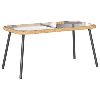 vidaXL Klubska miza Naravna 90x45x42 cm Poli Ratan